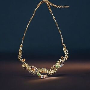 Vintage Goldtone Multicolor Gemstone Vine And Leaf Necklace By Coro